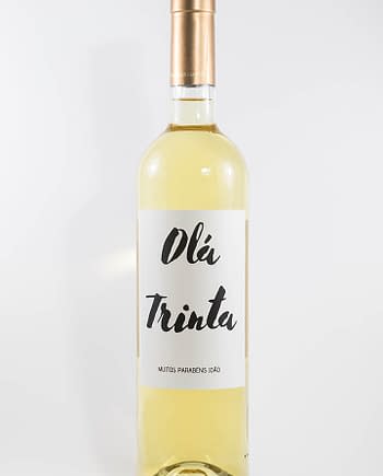 Garrafa de vinho branco com rótulo personalizado - Aniversário - Olá com idade e nome