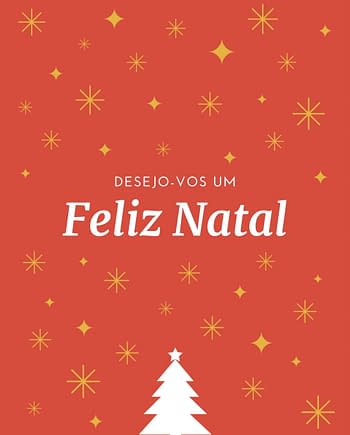 Rótulo de Natal com uma árvore estrelas em fundo laranja