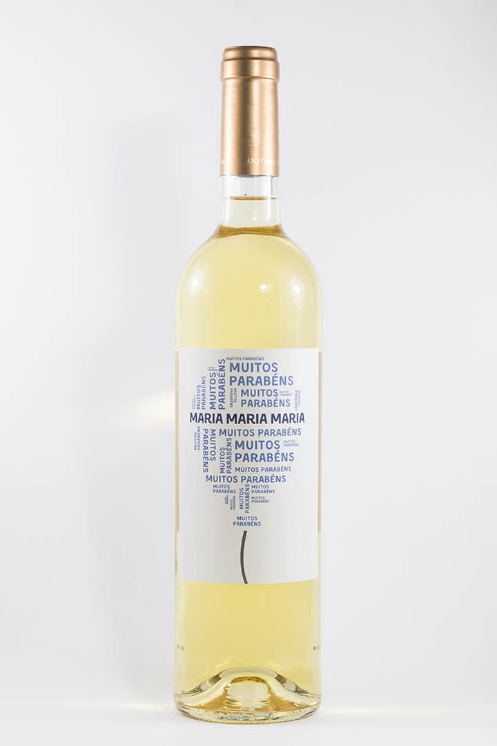 Garrafa de vinho com rótulo personalizado - Aniversário - Balão com nome em azul