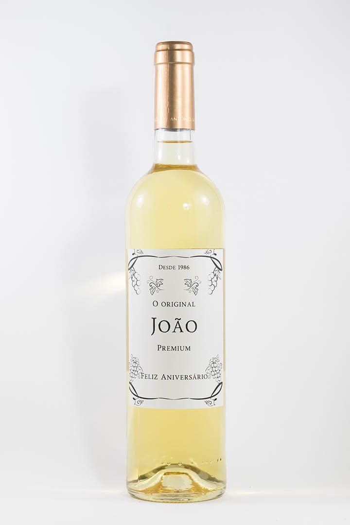 Garrafa de vinho branco com rótulo personalizado - Aniversário - Premium com nome do aniversariante e ano de nascimento