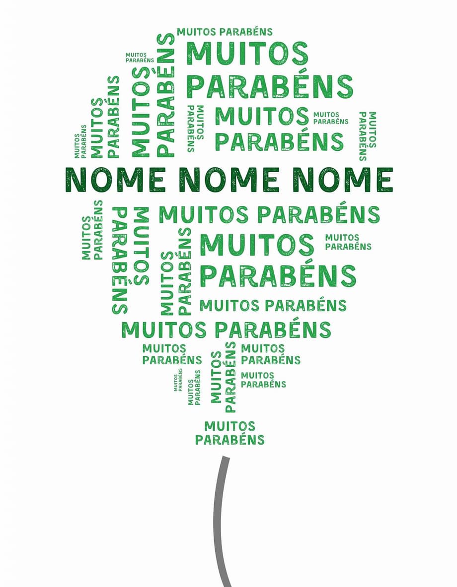 Rótulo pesonalizável - Aniversário - Balão com muitos parabéns e nome personalizável em verde