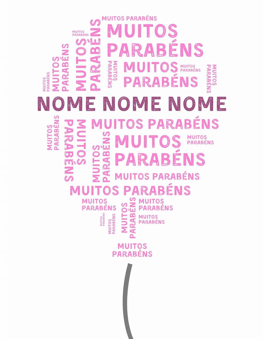 Rótulo pesonalizável - Aniversário - Balão com muitos parabéns e nome personalizável em lilás