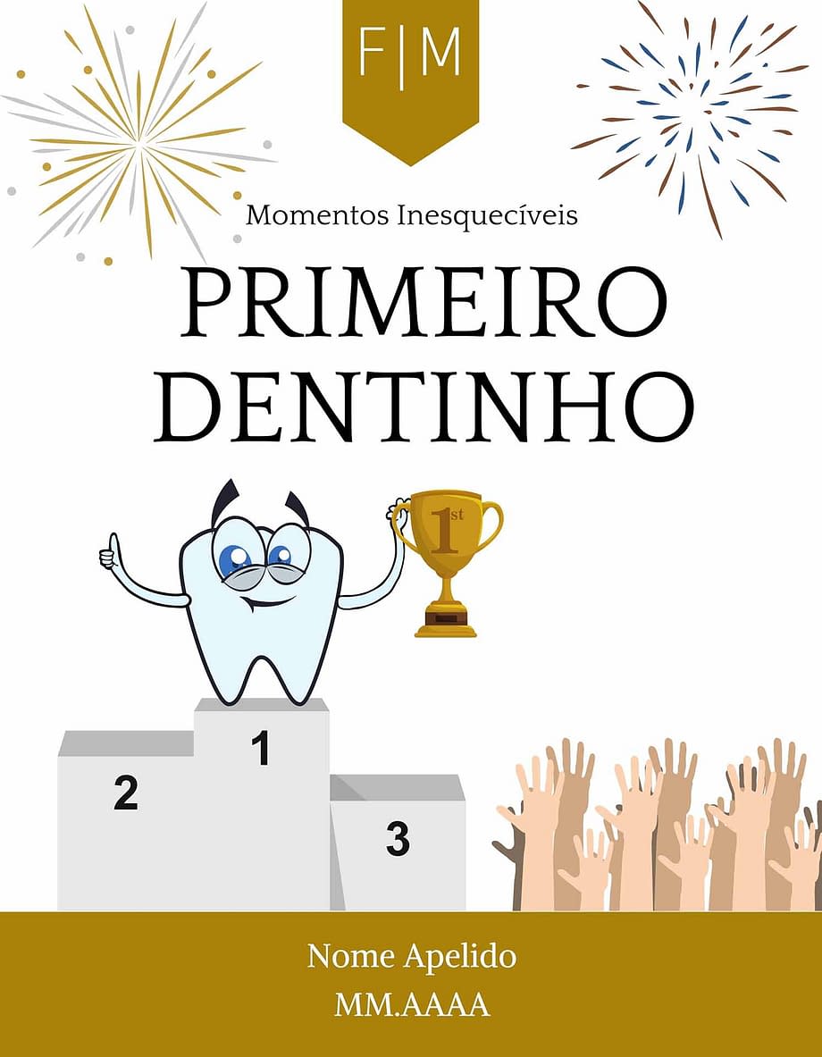 Rótulo personalizável - Bebé - Primero dentinho com iniciais, nome e data personalizáveis