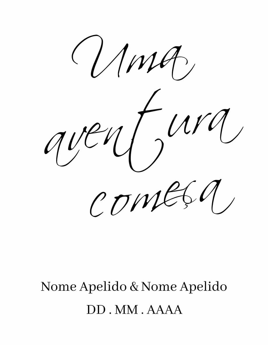 Rótulo personalizável - Casamento - Uma aventura começa: Nomes, local e data personalizáveis com letras pretas em fundo branco