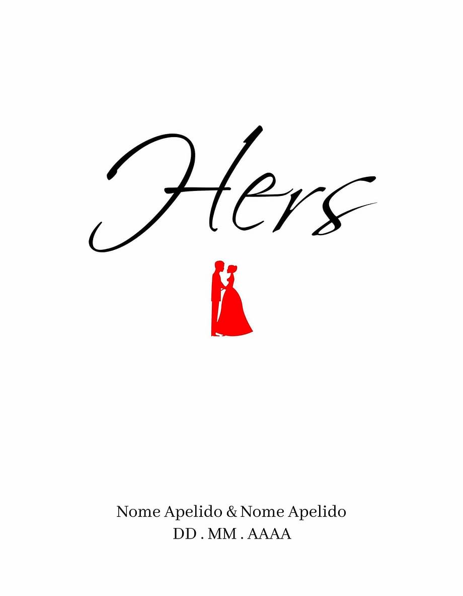 Rótulo personalizável - Casamento - Hers com casal: nomes, local e data personalizáveis