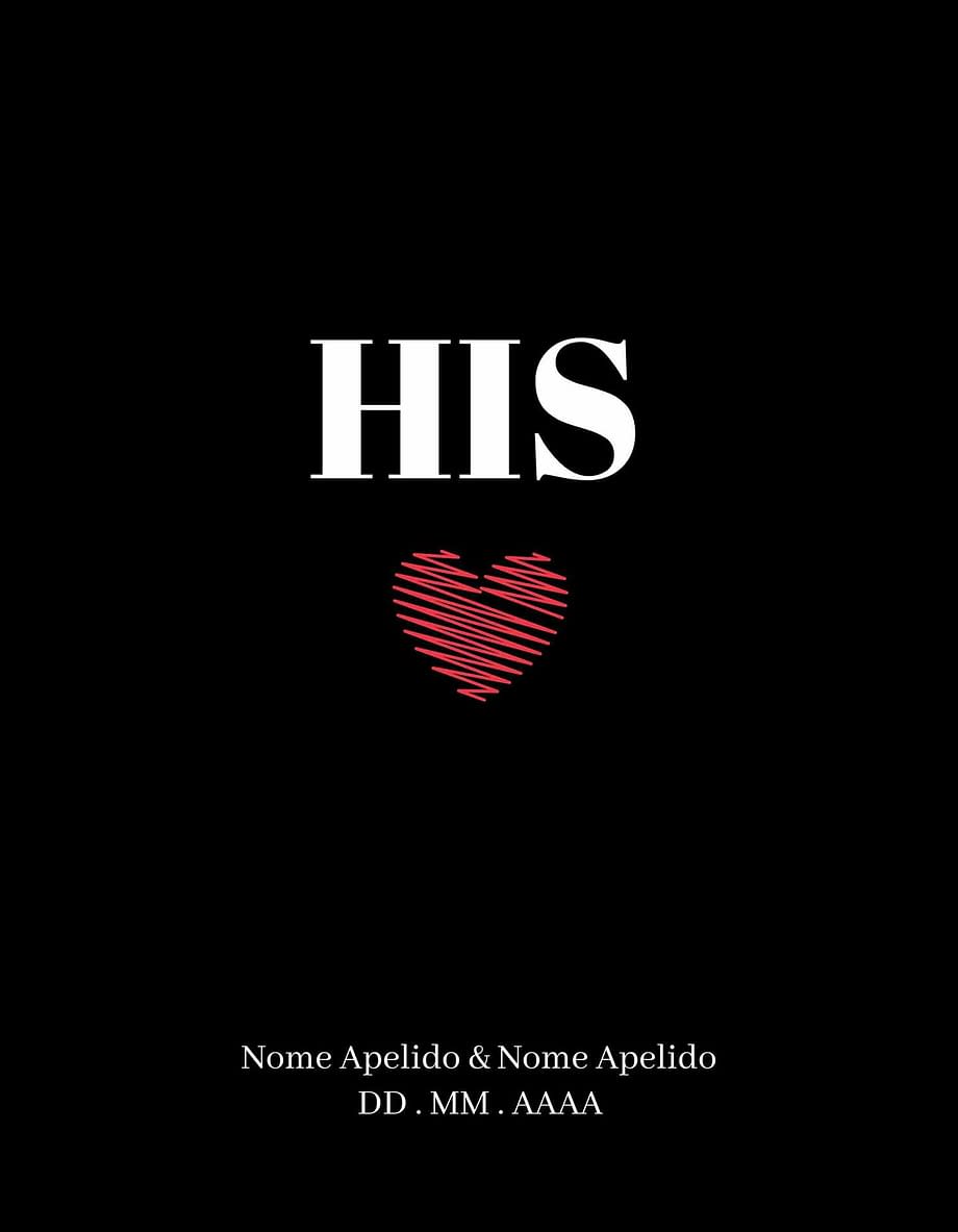 Rótulo personalizável - Casamento - His com coração: nomes, local e data personalizáveis