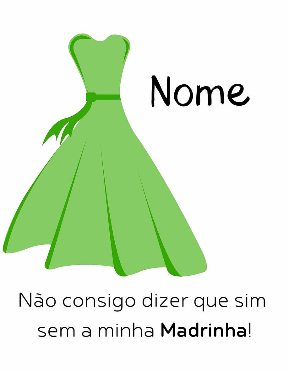 Rótulo personalizável - Madrinha - Vestido verde com nome personalizável