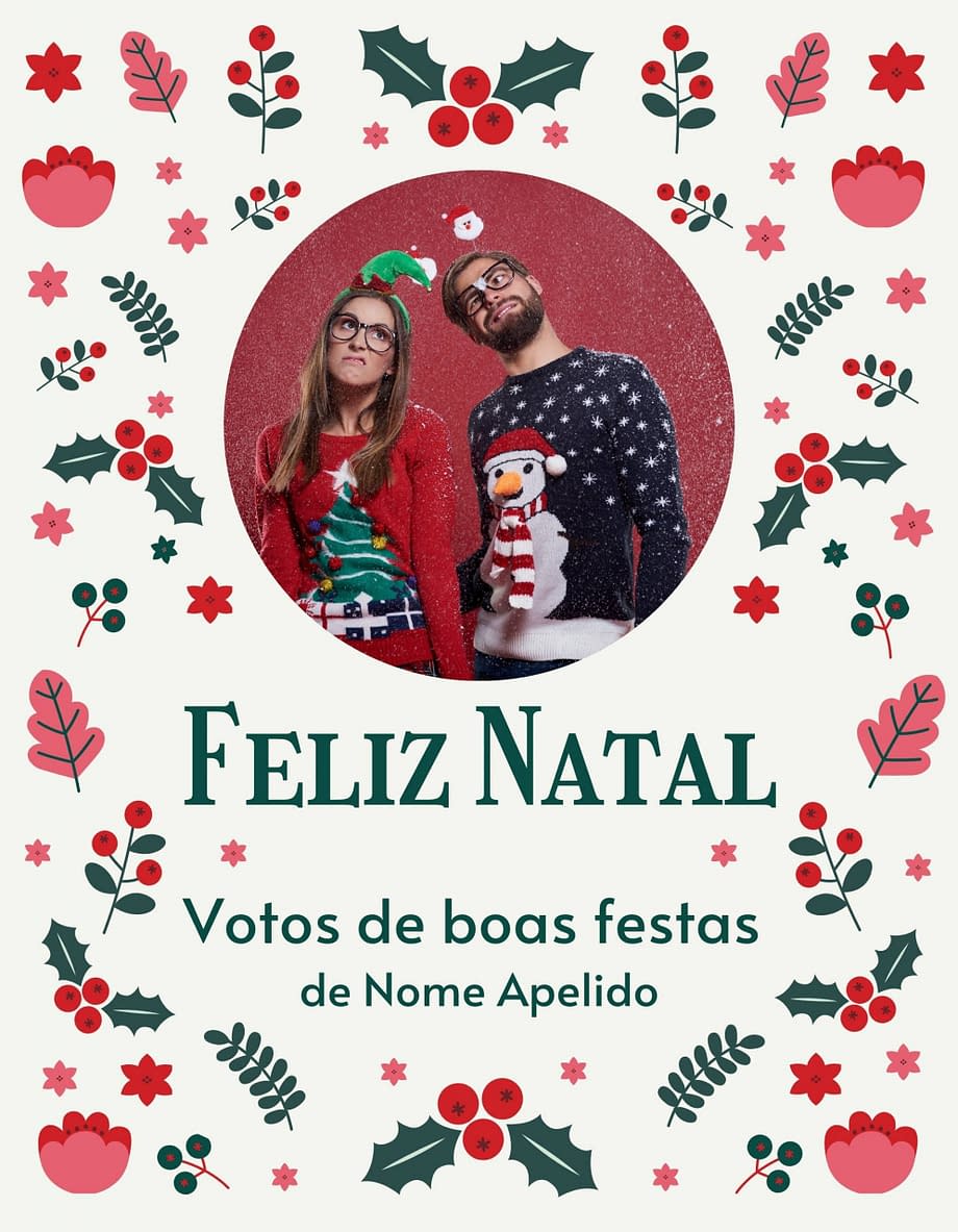 Rótulo de felicitações de Natal com fotografia e nome personalizáveis