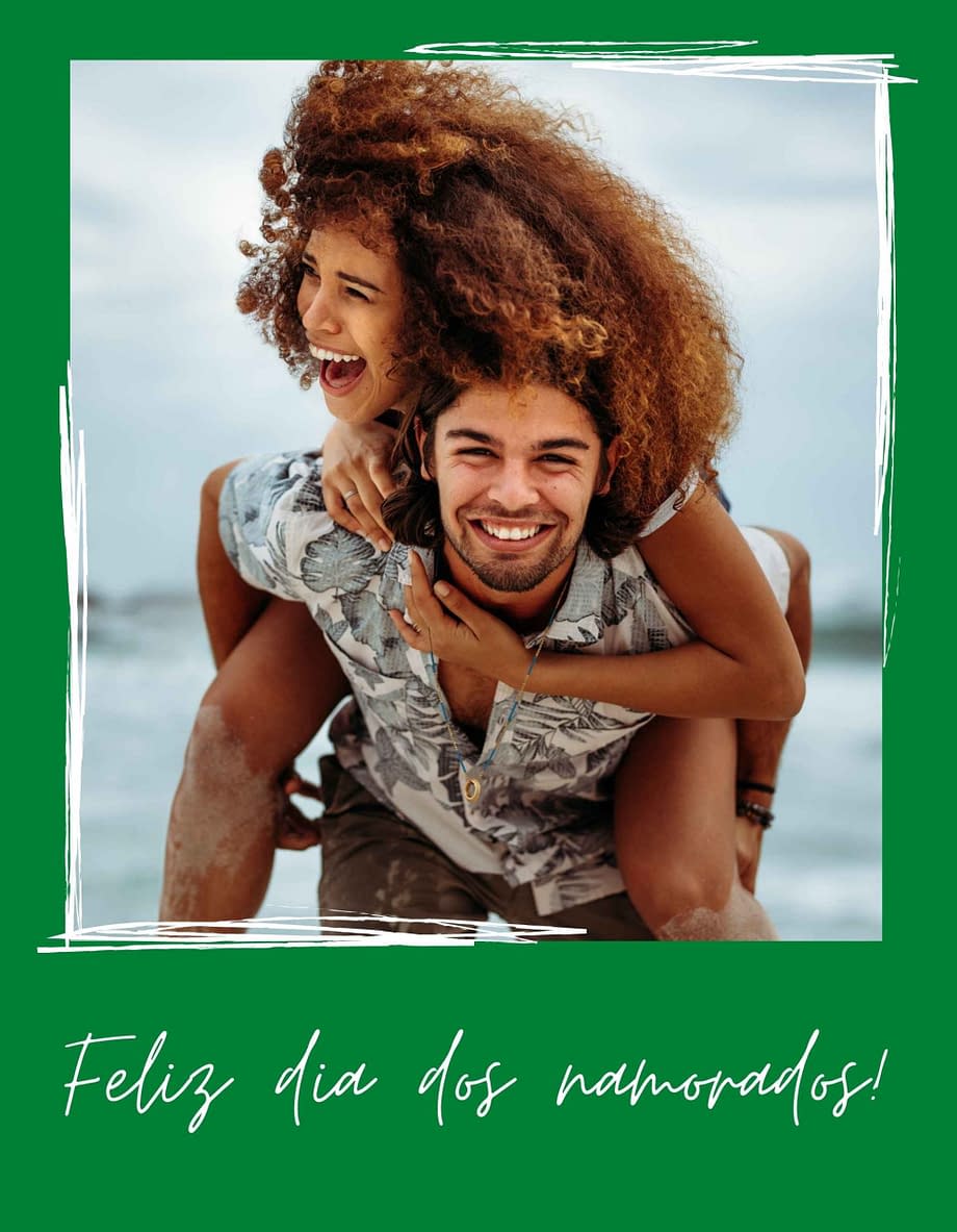 Rótulo de dia dos namorados, com foto em fundo verde